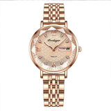 Rose com Mostrador Dourado e Pulseira de Aço