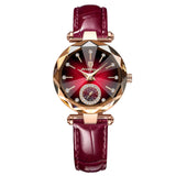 Rose com Mostrador Vermelho e Pulseira de Couro